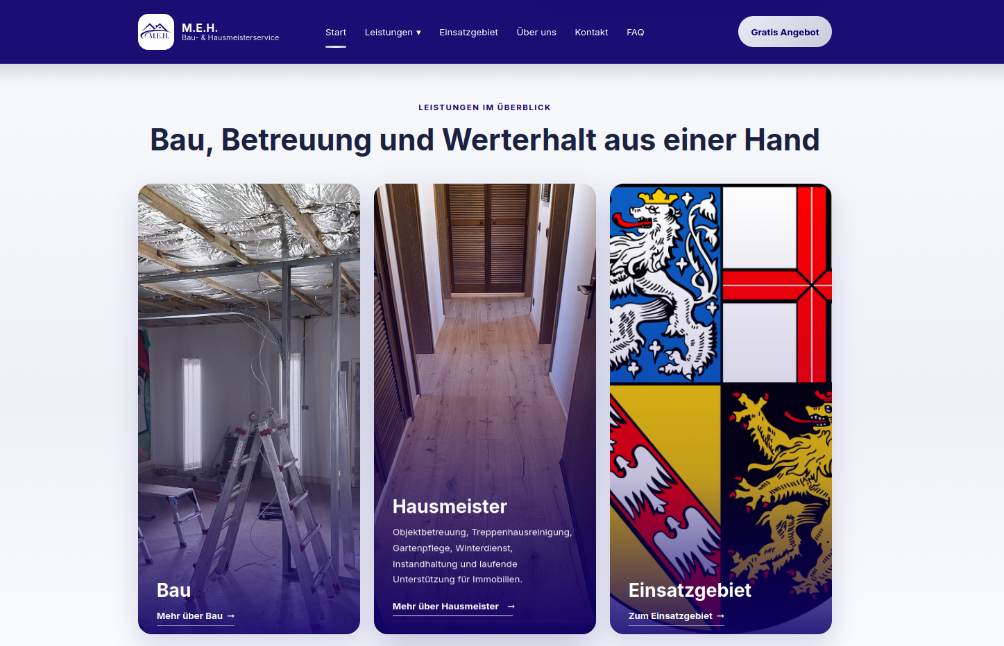 Service-Seiten für Bau, Renovierung und Hausmeisterservice