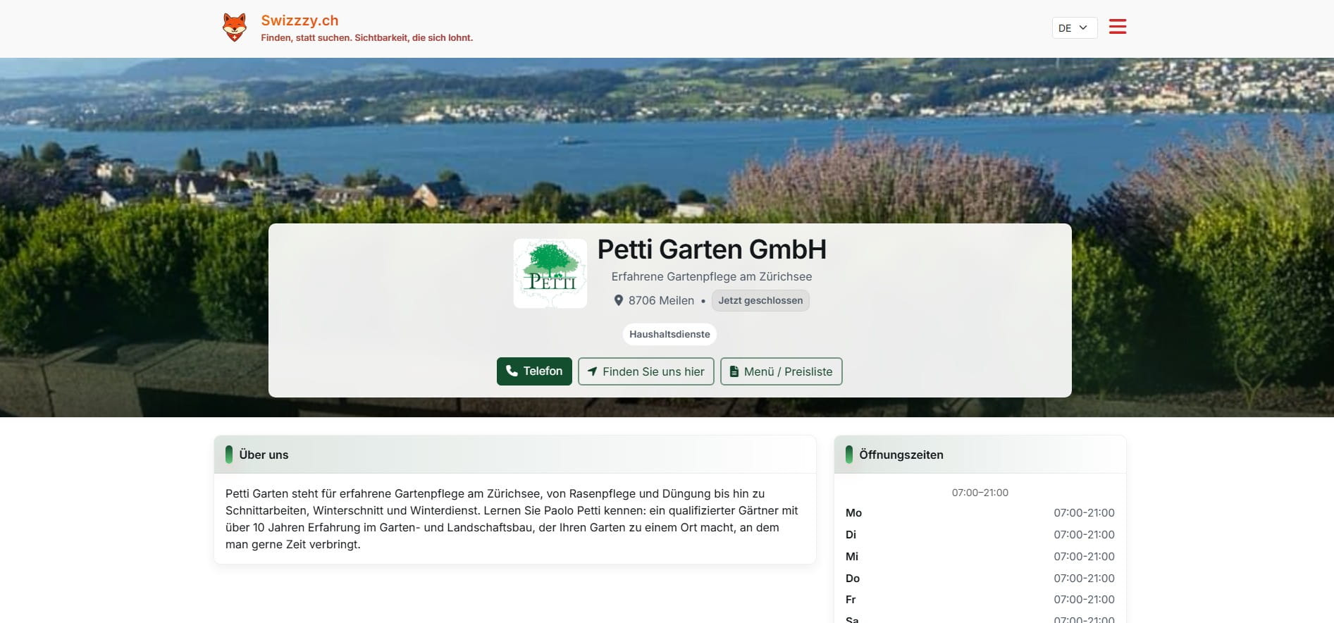 Listing + Firmenprofil UI